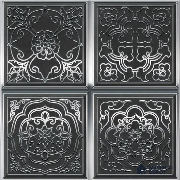 Metallic Wall Tile TL 07235 B Silver Royale 1 ft x 1 ft Ceramic Matte Finish - 9 mm  | 2 mm Spacer is Mandatory | Suitable For Bathroom, Kitchen, Dining Area | Please Expect a Slight Variation of Pattern (Sample)